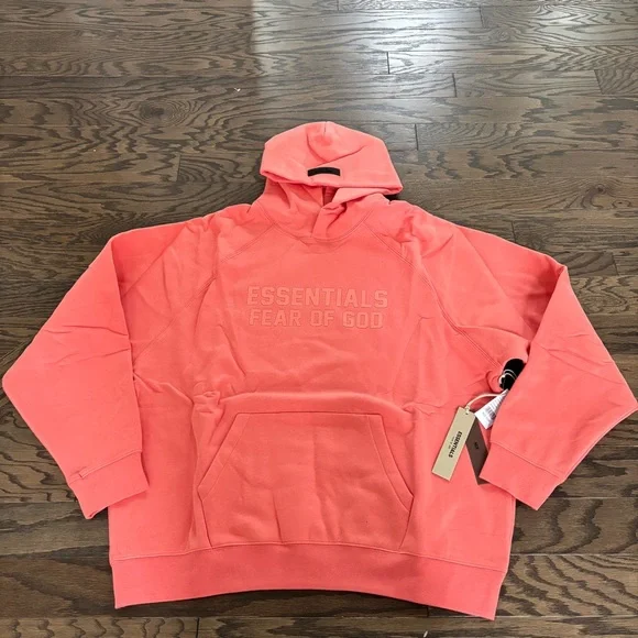 Fear of God Essentials Hoodie Pullover Coral XL NEW NWT Authentic - Picture 2 of 8